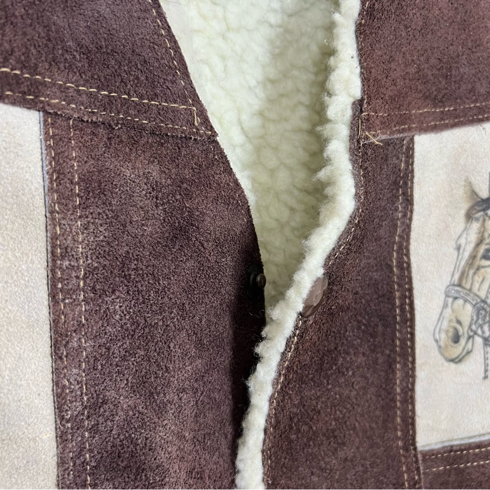 Cactus Authenticos Leather Horse Print Western Vest - Picture 4 of 9